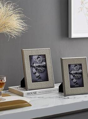 现软代奢样板金房轻高档皮质相框6寸760317寸装饰相框装饰品属相