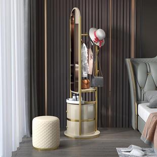 轻奢一穿衣镜衣RUG架体收纳多功能梳妆挂台落卧地室衣帽架全身更