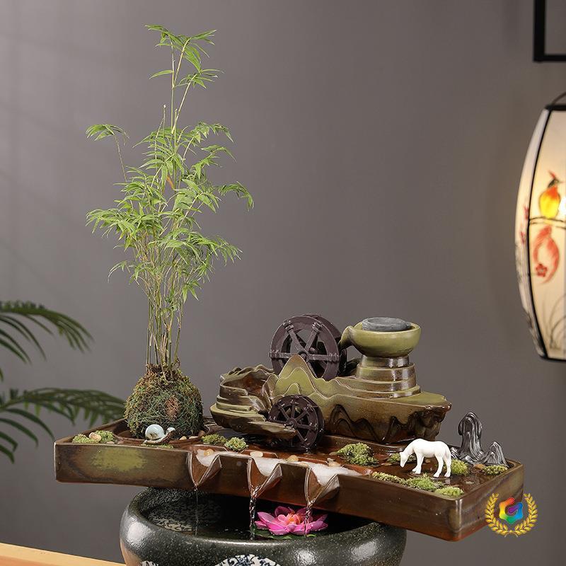 ?鱼水缸鱼池鱼盆喷泉流水缸景DYT观瀑器布摆造景循环件水过滤装饰