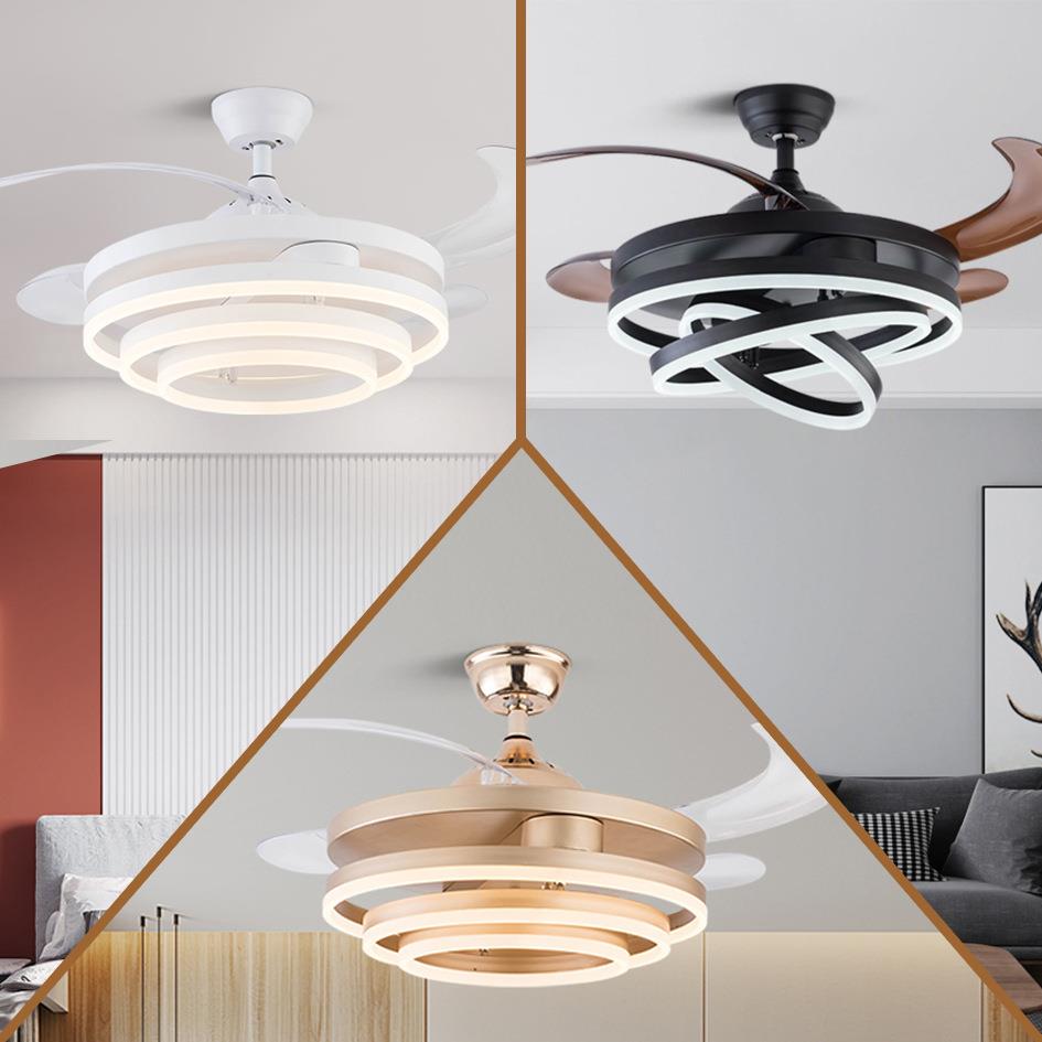 隐形风扇灯餐厅吊扇一体现代简约卧室客厅带电风扇的吊灯家用饭厅