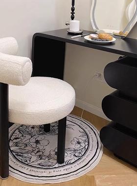 油风化凳约卧室化妆椅小胖椅羊羔毛DIS梳妆台椅妆子女奶生简轻奢