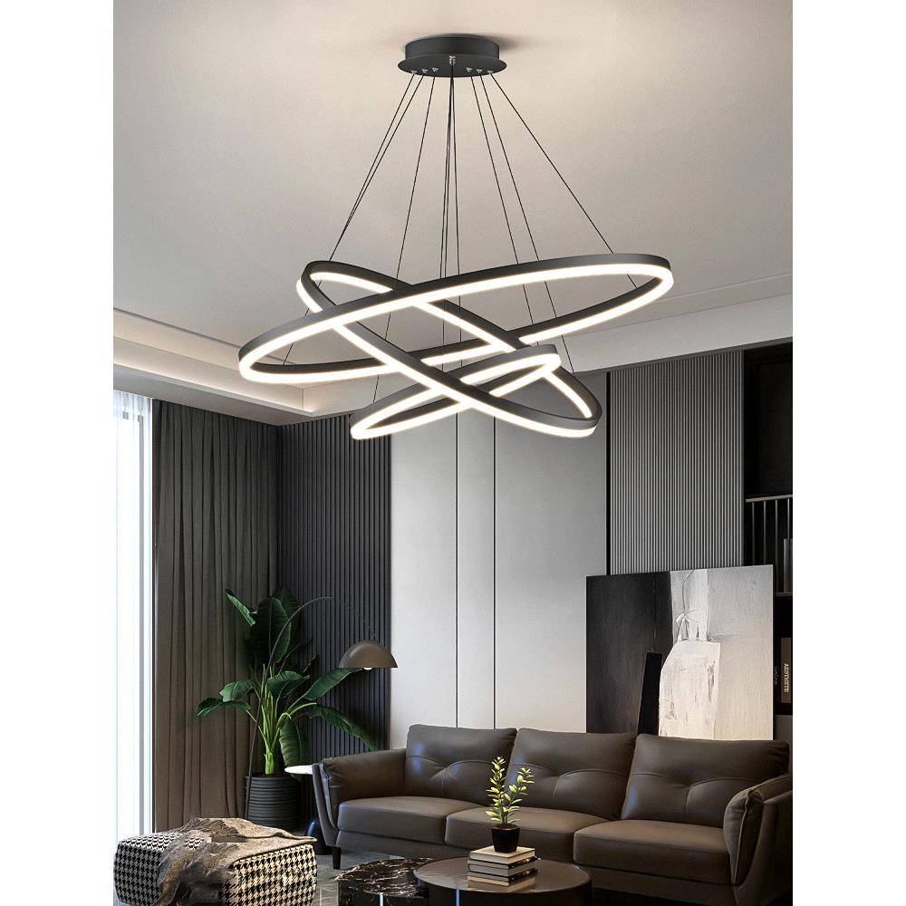 广东AKJ中山极年简客吊灯现简约大气主灯圆环代形2厅025新款灯具