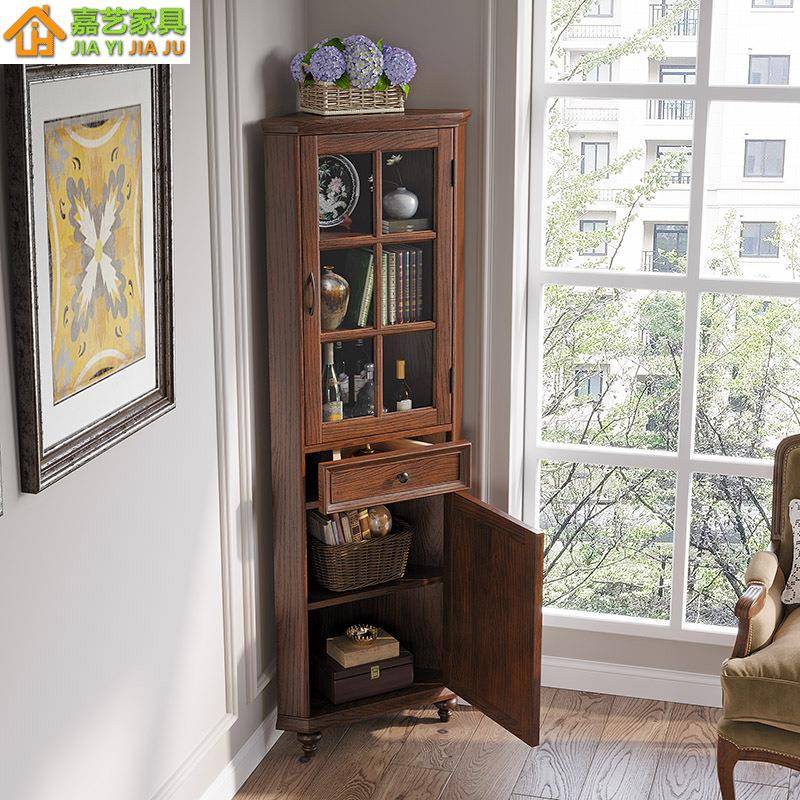 纯实木墙角物柜储柜美式酒柜转靠角CKF柜角三角柜拐收纳柜