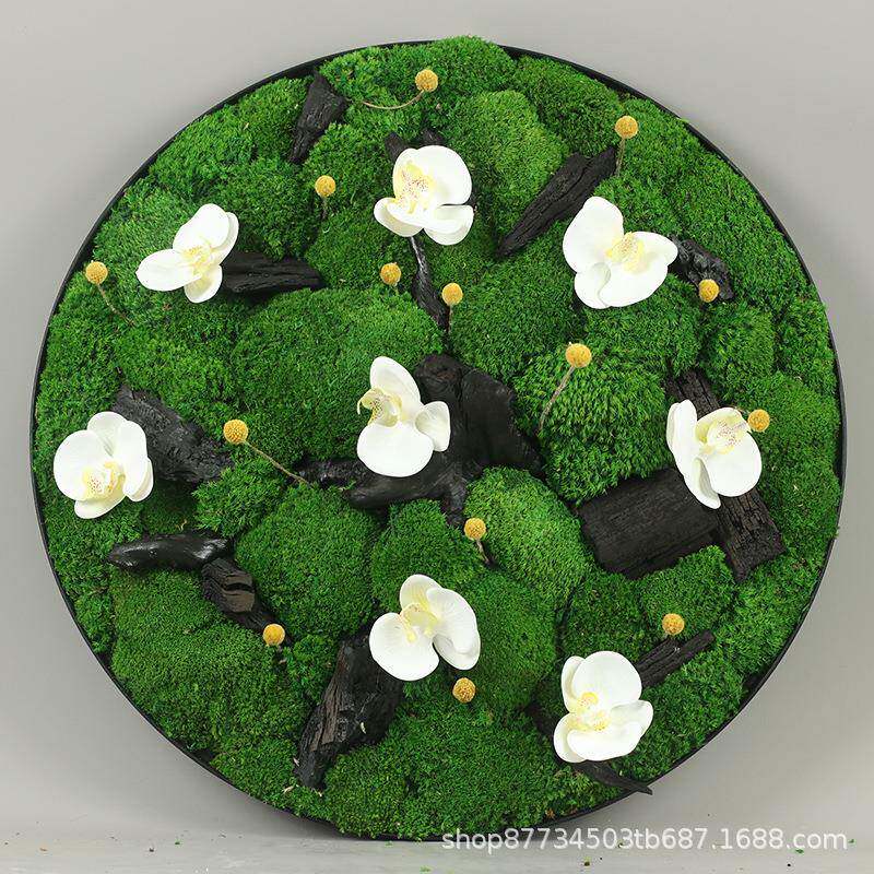 新中式现厅代大型生永苔藓植物盆景OOL微景售观楼处酒店餐洽谈桌