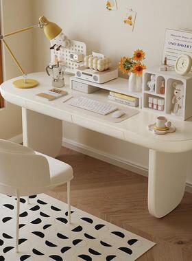 桌法LFE式奶油书现代简约轻奢木设计师实高档风办公桌家用书房写