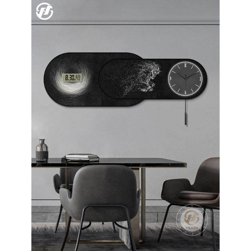 骏马万墙年历电子餐钟表挂到钟厅装饰画客厅时钟挂轻奢马AYZ成功