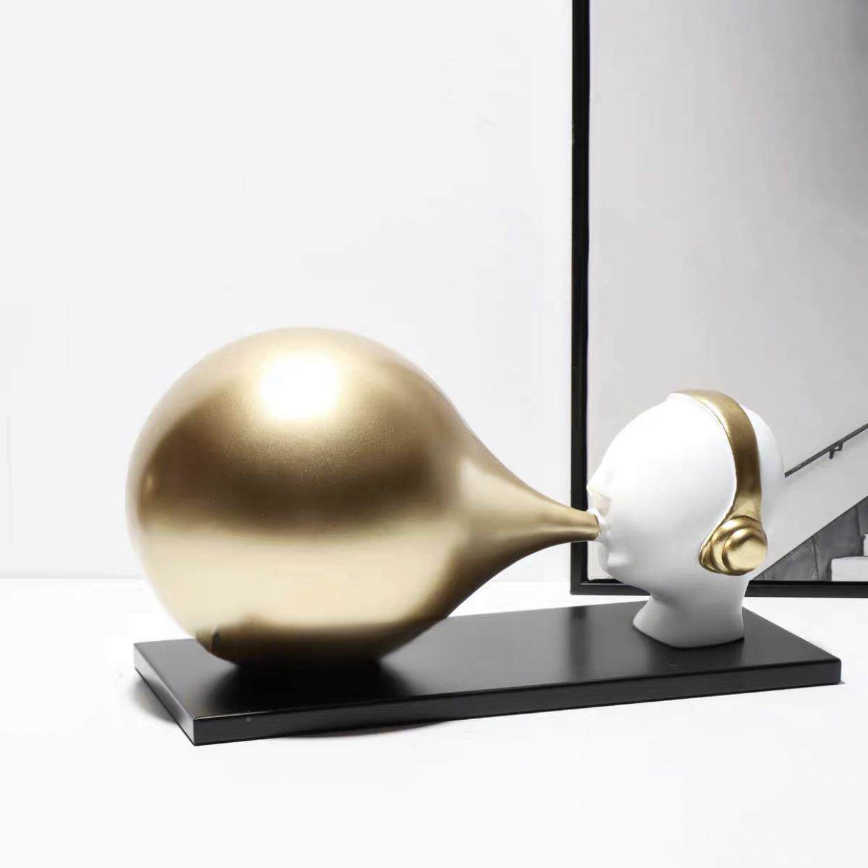 现代装创意吹泡泡人物树脂摆件样板DS9040D间家居客厅电通视柜桌