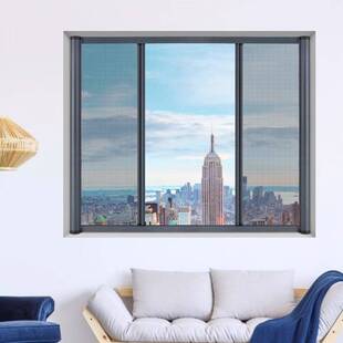 纱新型一体纱窗金刚防护推拉三段式纱窗纱窗儿童防护栏一体防盗窗