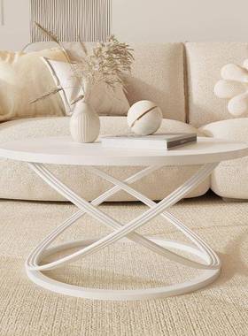 简约厅小小户型家用几圆形岩板客轻奢11175酒店公寓茶台奶油风茶