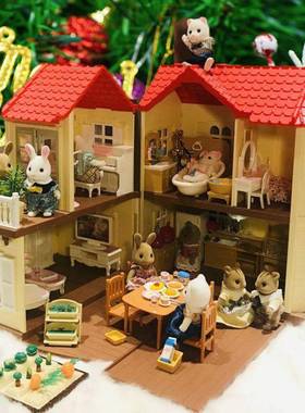 森林家族屋灯光别墅大女孩过家仿别真墅家儿童套装TOK玩具