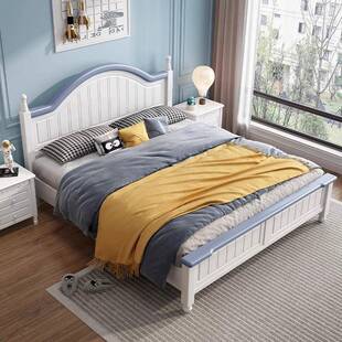 美式白色实木床1.81.5米1.2米米双单人现型代简约BMD人经济储物大