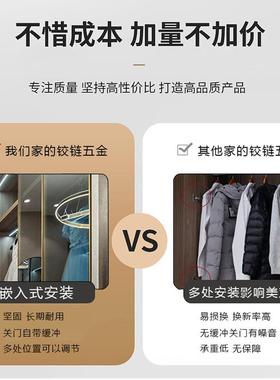 藏式天地铰链铝框门衣柜门无玻璃门可木调节合页横框QEN梁五金隐