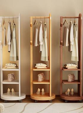 实木房衣架落地卧室家用旋转穿出衣NNL镜一体全身镜租帽衣架落地