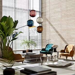 售楼部商场酒店大厅挑空大彩色玻璃灯罩吊灯艺术店铺商用大堂灯具