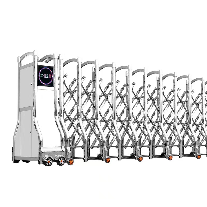 亿速不锈钢电动伸缩门抗风型电动折叠门无轨宽脚遥控自动收缩大门