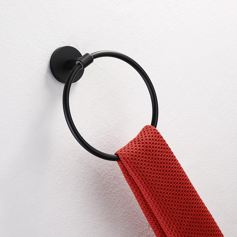 出口德国圆形黑色毛巾环不锈钢浴室毛巾圈卫生间毛巾杆仿古挂件