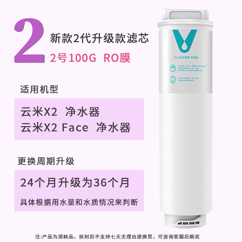 云米净水器滤芯家用1键即热X2适配1号5in1复合滤芯2号100RO反渗透