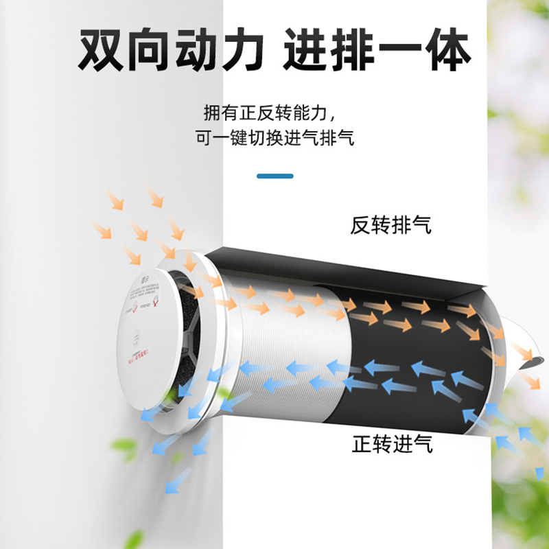 邑术向动力穿墙一体式新风机新风系统换气通风液晶智能切换