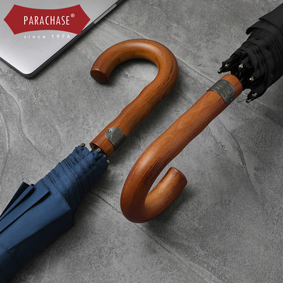 PARACHASE30寸双层超大自动长柄伞135cm直杆伞男三人复古抗风雨伞