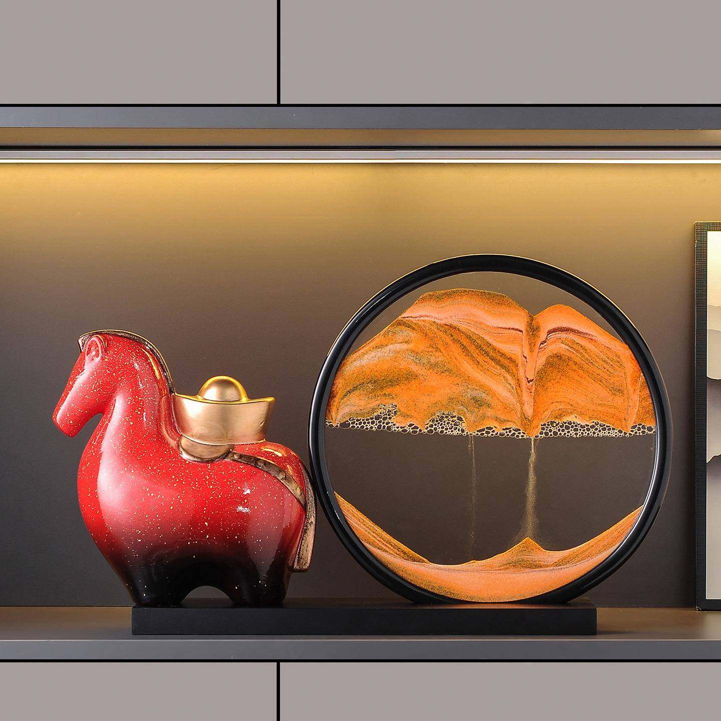 沙漏摆件轻奢高档装饰品办公室客厅电视柜酒柜时来运转流沙画玄关,3C数码配件,其它配件,淘宝优惠券,粉丝福利购,淘宝优惠卷