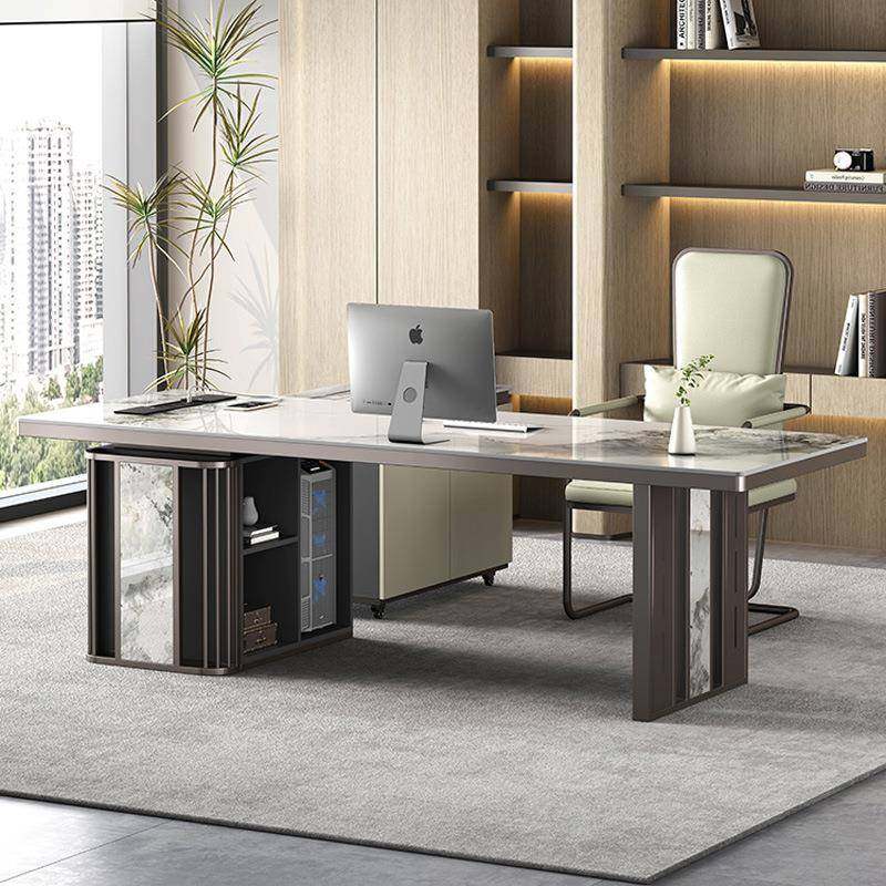 岩板茶桌书桌一体两用现代简约家用电脑办公桌老板办公室轻奢茶台