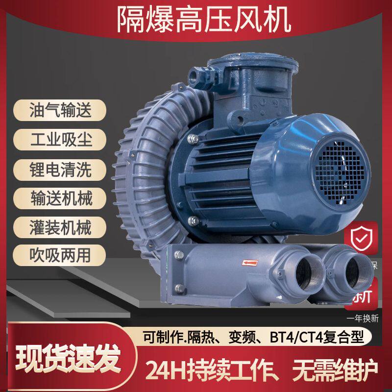 定制RB型高压变频防爆风机选型铝合金机壳耐高温防腐蚀漩涡式气泵