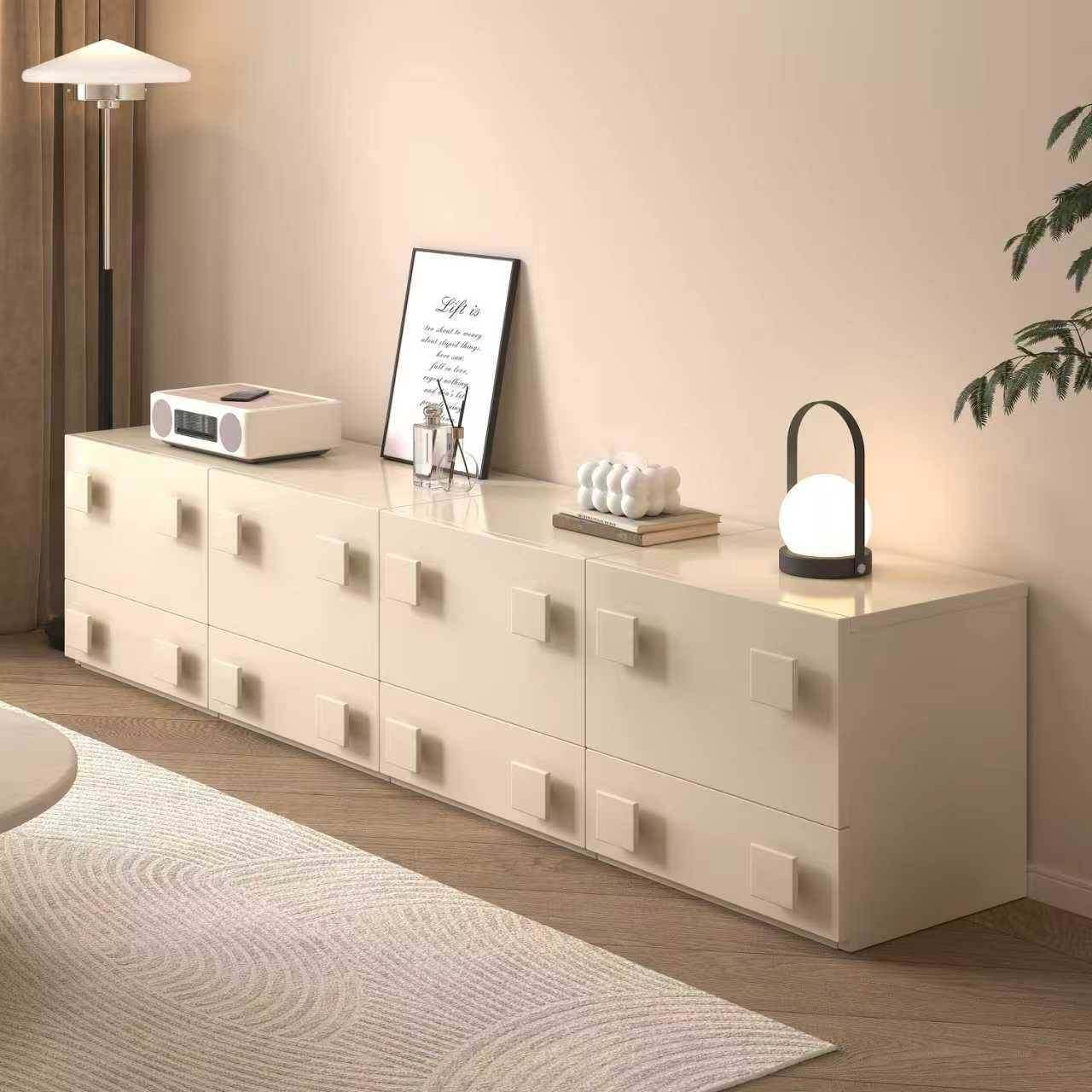 奶油风电视柜斗柜小户型简约收纳组合卡门柜小型简约中古风床头柜,电子元器件市场,其它元器件,淘宝优惠券,粉丝福利购,淘宝优惠卷