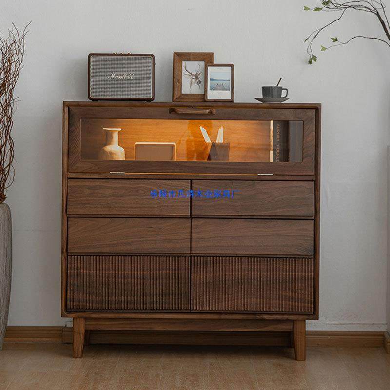 北美黑胡桃实木卧室斗柜一体客厅餐边柜氛围灯玻璃柜茶水柜储物柜,3C数码配件,其它配件,淘宝优惠券,粉丝福利购,淘宝优惠卷