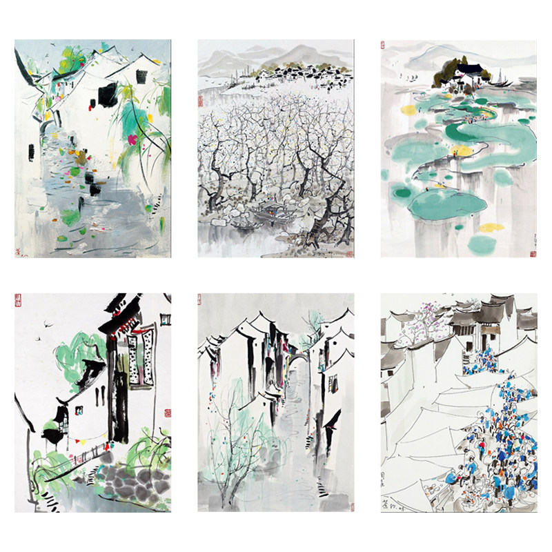吴冠中水墨画 客厅卧室现代装饰画 沙发书房中式油画挂画三联国画