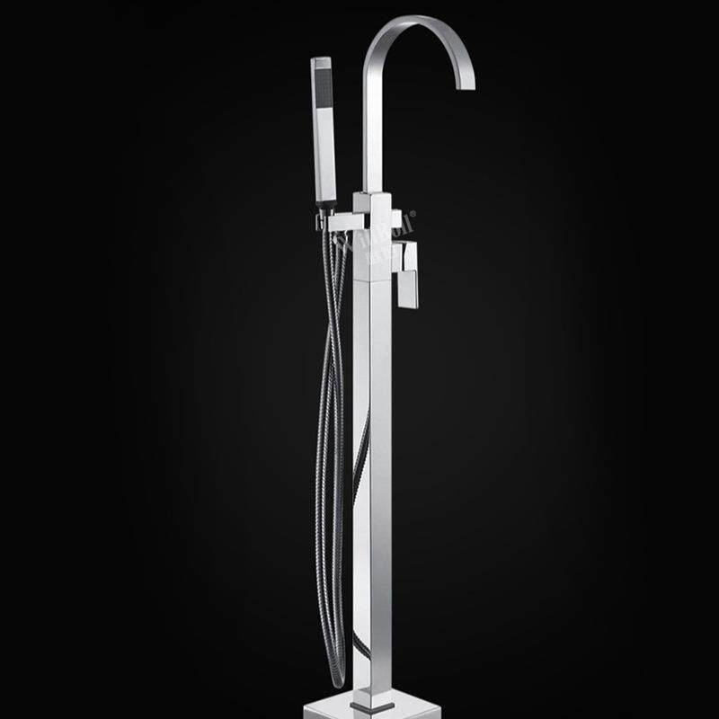 全铜落地浴缸龙头 镀铬表面冷热双控两种出水模式