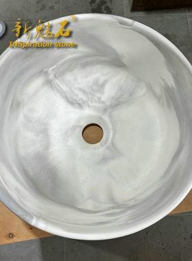 日系简约风圆形gfrc水泥台上盆单盆创意水墨风洗手池艺术盆