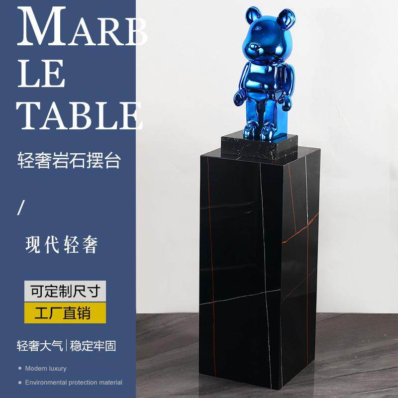 大理石底座爵士白岩板石墩石柱客厅电视柜落地展示台轻奢雕塑摆台