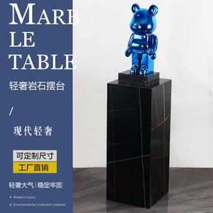 大理石底座爵士白岩板石墩石柱客厅电视柜落地展示台轻奢雕塑摆台