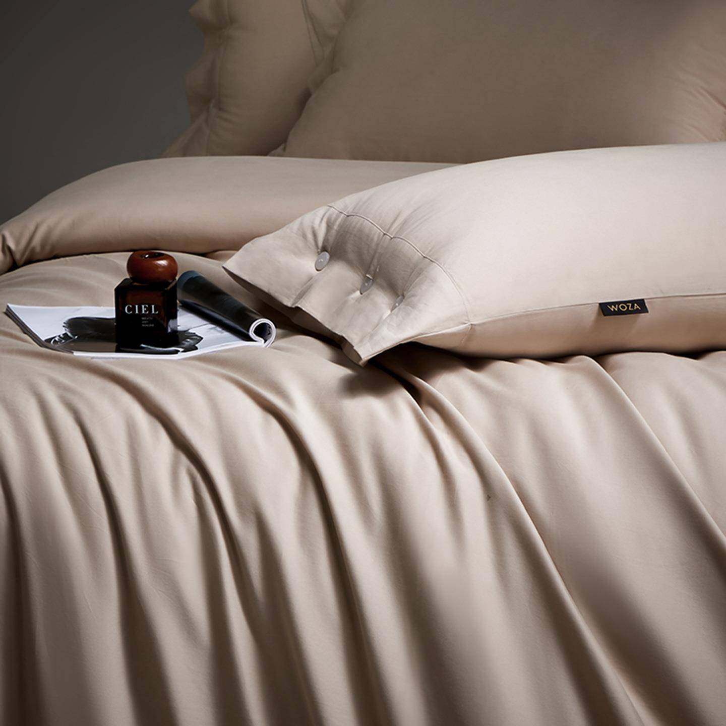 纯棉长绒棉金太阳婴肤棉婴肤级微绒感细腻磨毛四件套纽扣纯色轻奢