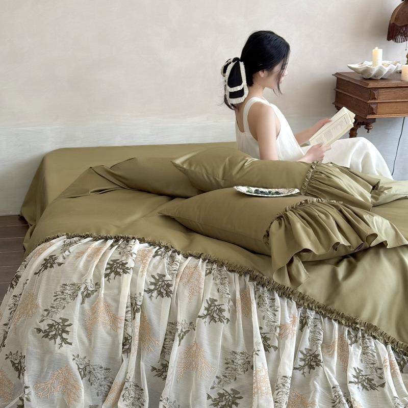 绿野晴风~50支全棉贡缎轻奢韩版褶皱床单四件套1.8m被套床单现货,3C数码配件,其它配件,淘宝优惠券,粉丝福利购,淘宝优惠卷