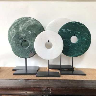 新款简约其他样板房白色玉璧现代平安扣饰品家居摆设玉石摆件绿色