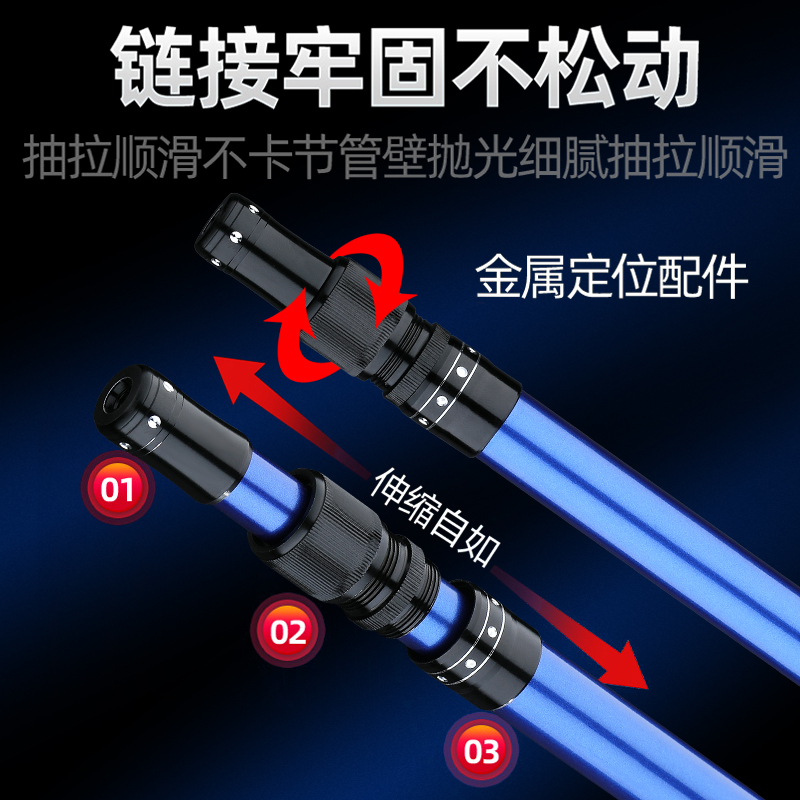 碳素抄网杆2.1//3米伸缩定位超轻硬捞鱼网兜抄鱼抄网鱼网渔具