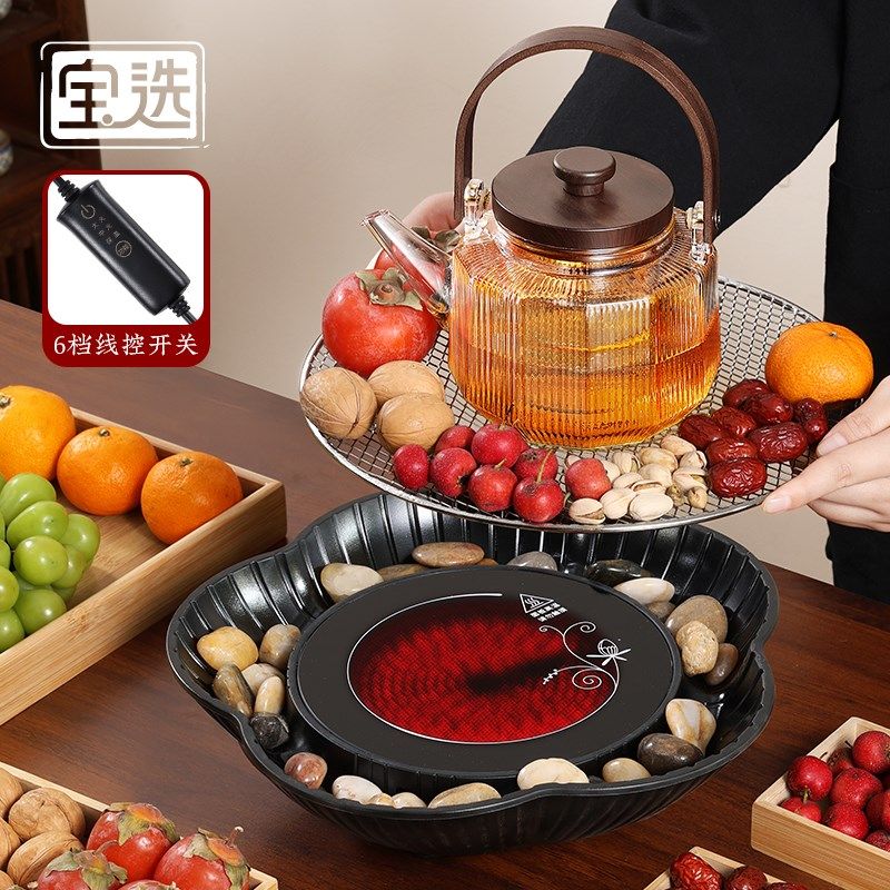 宝选中式煮茶炉2024新款奶茶具全套装玻璃茶壶家用电陶围炉煮茶器