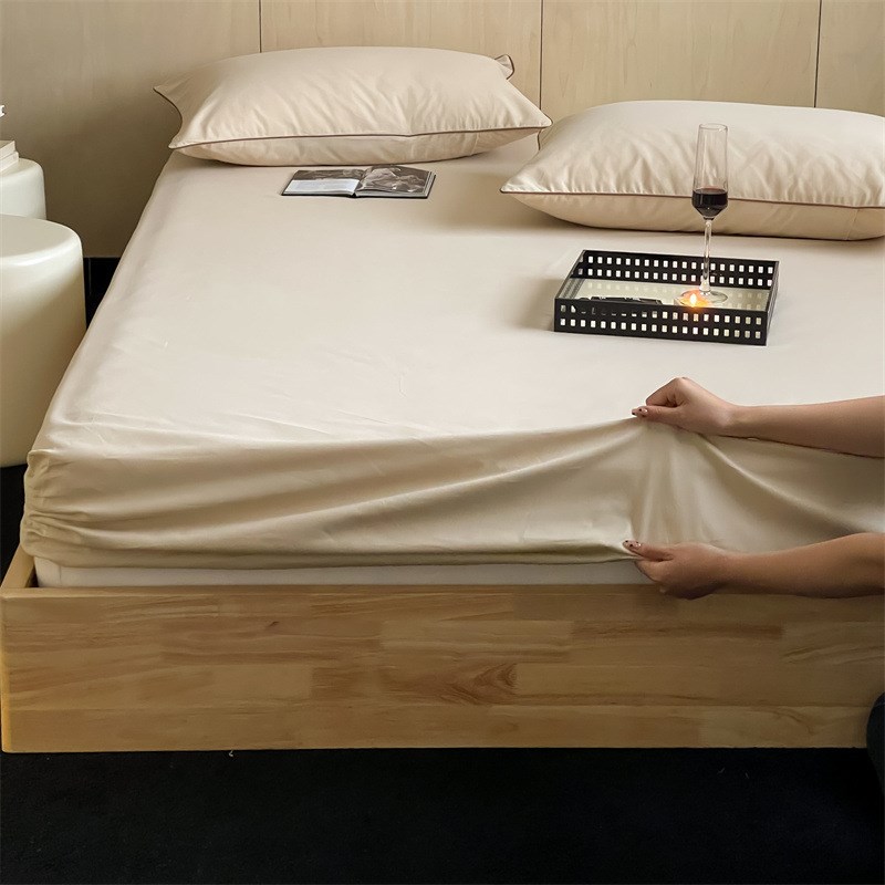 秋冬加厚全棉床笠单件100支长绒棉磨毛床罩可裸睡纯色床单防滑罩