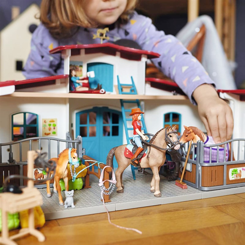 Schleich思乐马术训练赛马场马厩房宠物医院马儿医生摩比世界