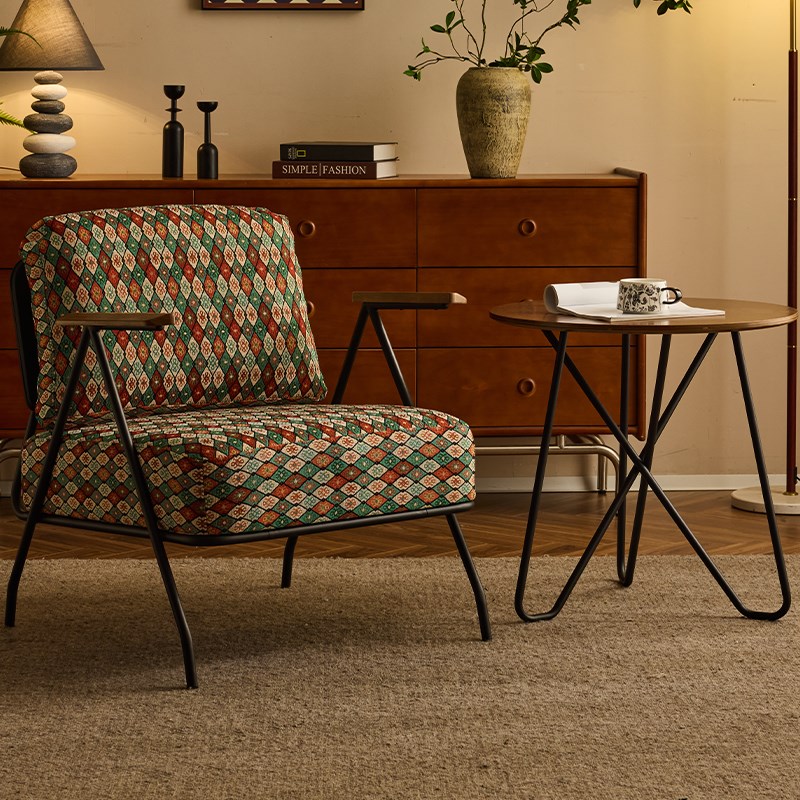 中古单人沙发设计师单人椅复古沙发椅家用阳台休闲椅卧室懒人椅子