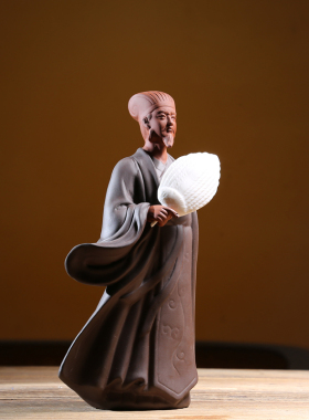 孔明诸葛亮雕像陶瓷摆件中式人物紫砂工艺品客厅会所书房装饰礼品