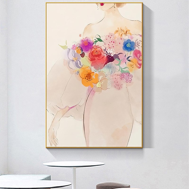 艺术美女人物装饰画现代简约玄关楼梯过道走廊壁画进门主卧室挂画