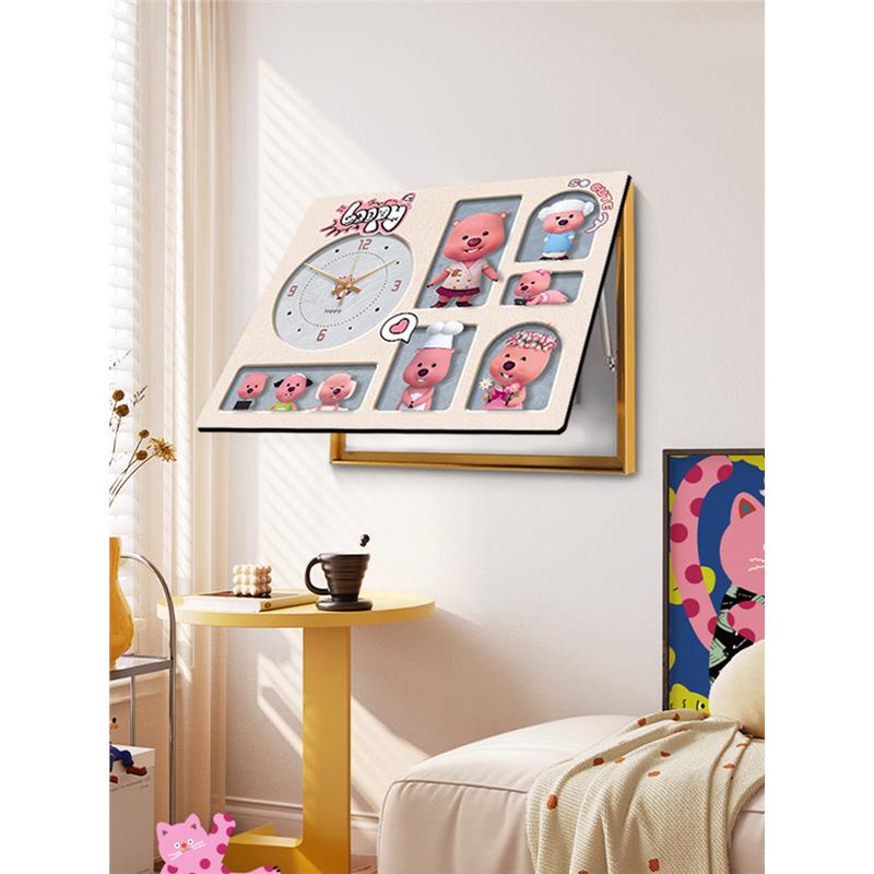 露比电表箱装饰画免打孔带钟表卡通遮挡挂画总开关电闸盒遮丑壁画
