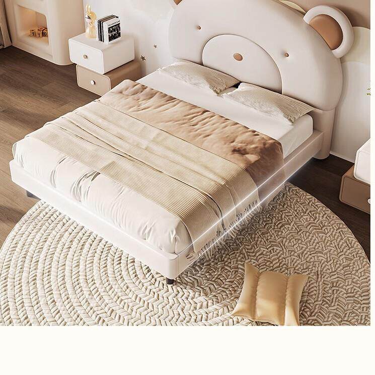 儿童床青少年云柔皮男女小孩学生家用卧室 1.5*2多功能单人床