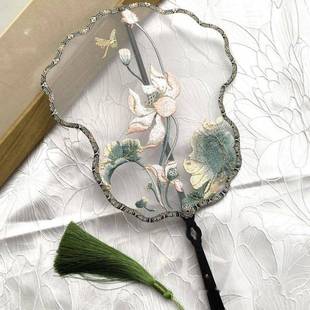 荷塘月韵古扇斋 绣花团扇 中风汉服拍照道具 舞蹈走秀配饰