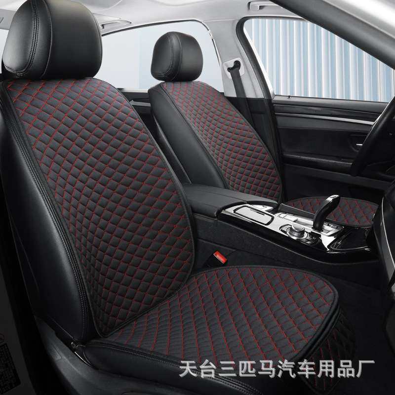 四季亚麻通用布艺汽车坐垫新款坐垫透气防滑安装方便五座单片坐垫