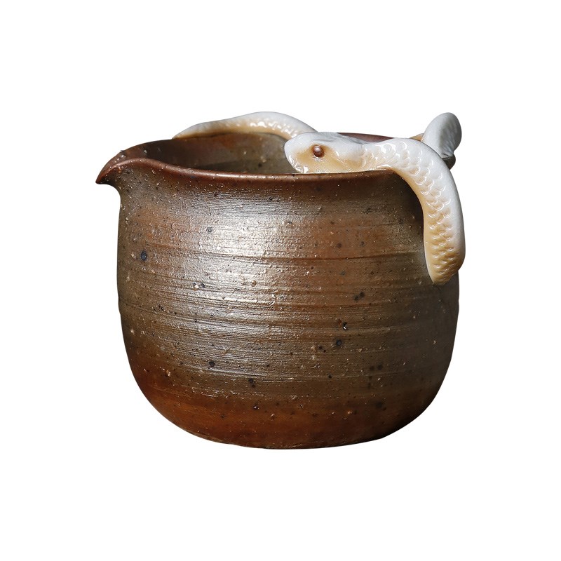 手工白蛇柴烧陶瓷公道杯复古公杯茶海中式粗陶分茶器公平杯防烫匀