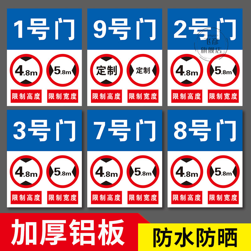 限高限宽标识牌 大门仓库厂房工厂车间号码牌数字标志牌高度宽度