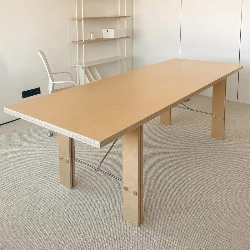 不锈钢光轴桌桦木岛台餐桌家用客厅办公室泡茶台工作台创意海洋板